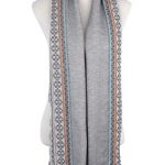 Wisteria London aztec print scarf accented with a tribal diamond print pattern and finished with frayed edges. Also available in Black and Brown