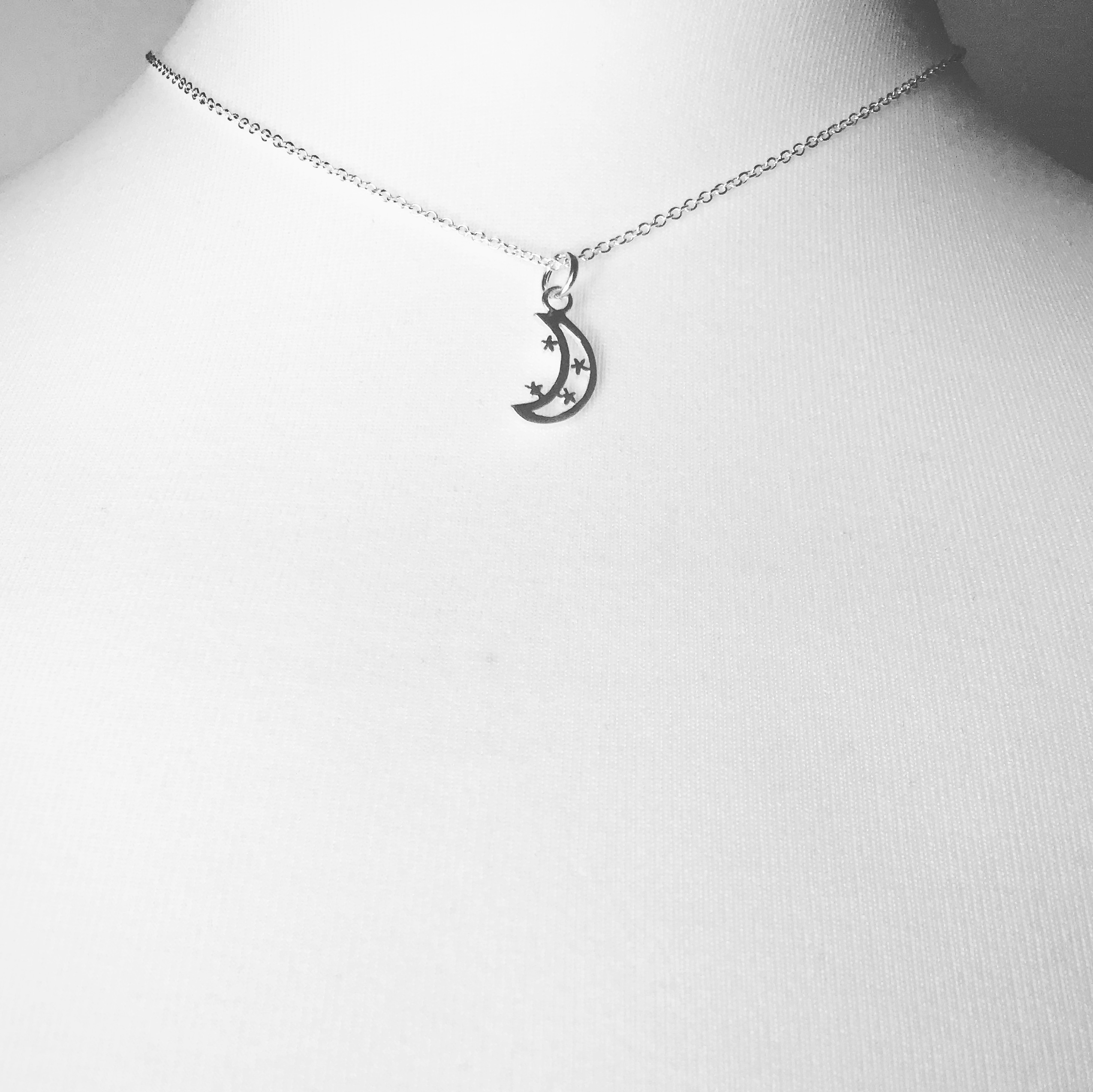 Sterling Silver Moon and Stars Necklace