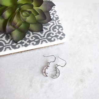 Sterling Silver Moon and Star Earrings