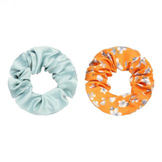 Rosa Set of 2 Floral Hair Scrunchies Orange