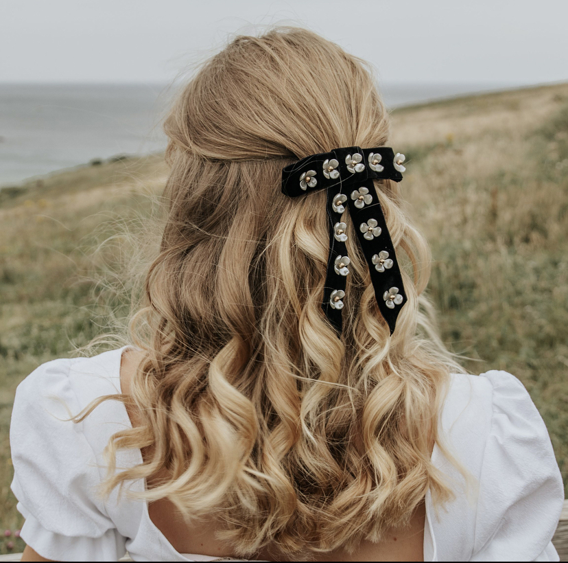 Camille Embellished Flower Bow Hair Clip
