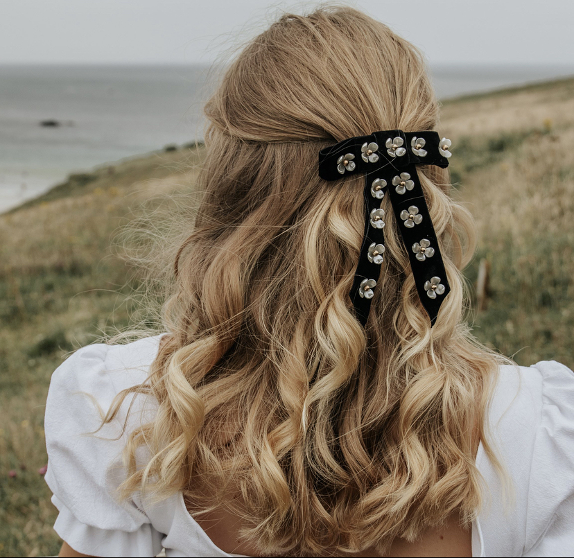 Camille Embellished Flower Bow Hair Clip