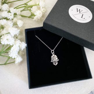 Sterling Silver Hamsa Hand Necklace