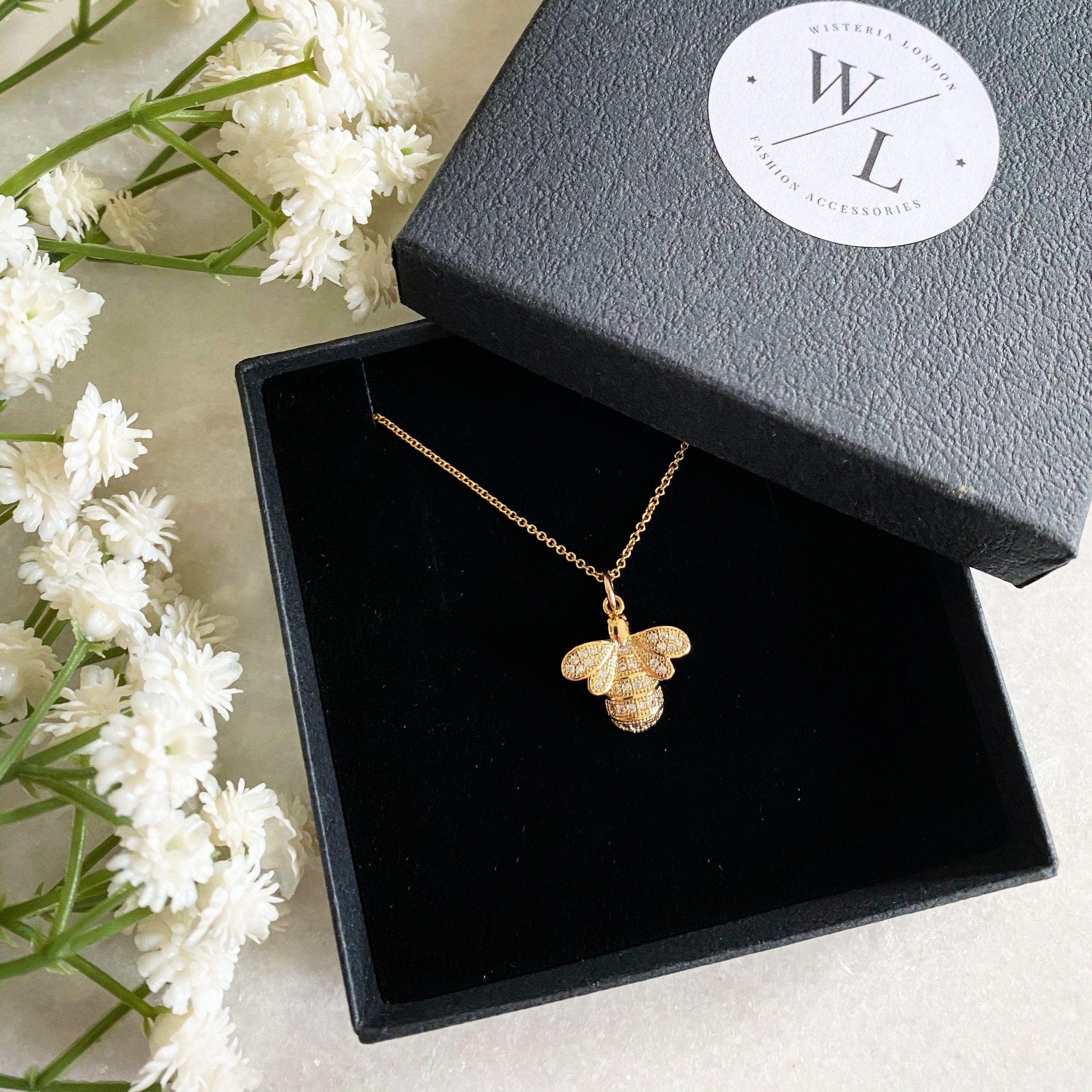 Queen Bee CZ Necklace Gold
