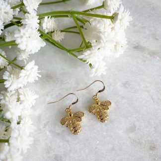 Queen Bee CZ Earrings Gold