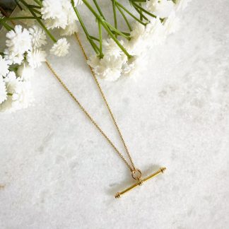 Etta Gold T-Bar Necklace