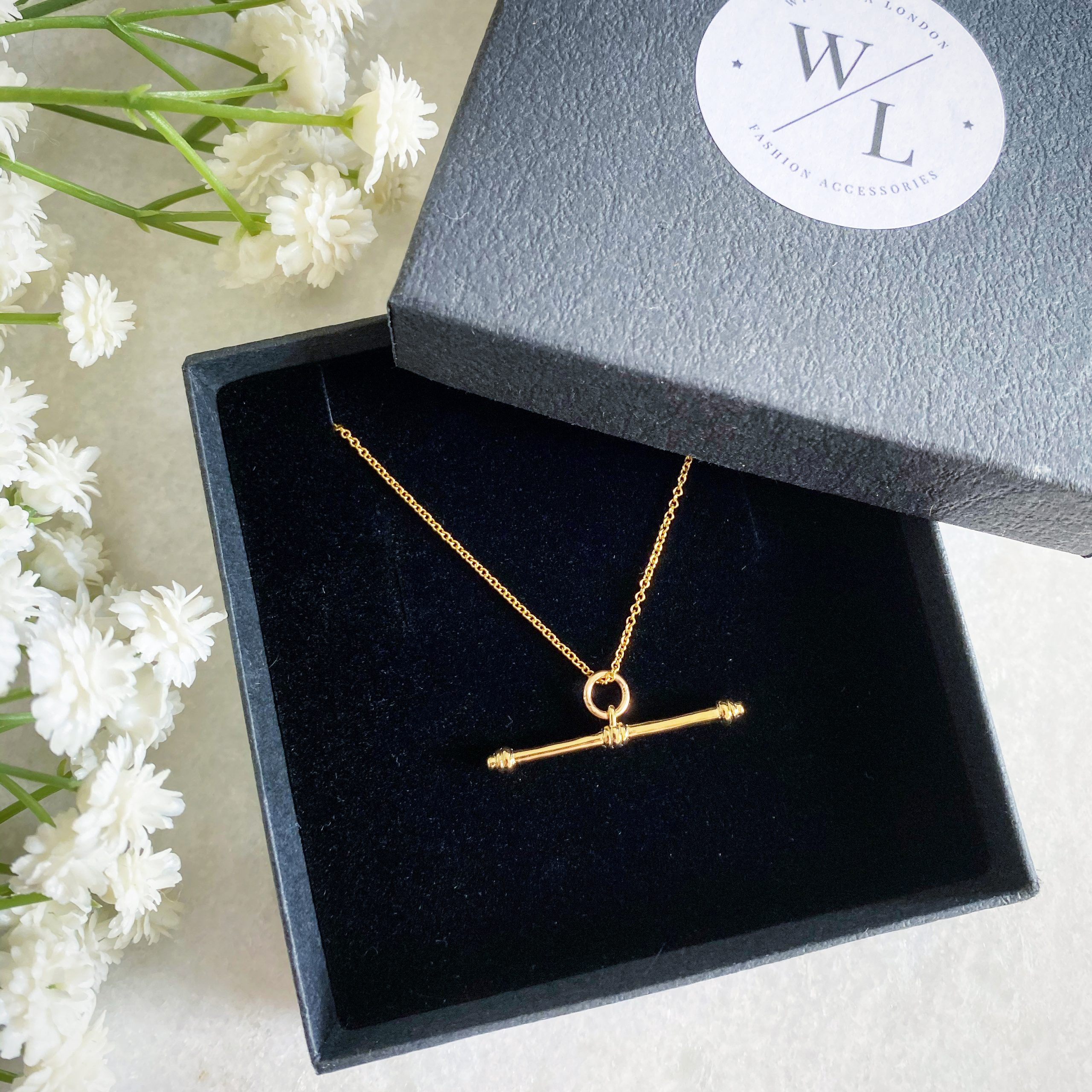 Etta Gold T-Bar Necklace