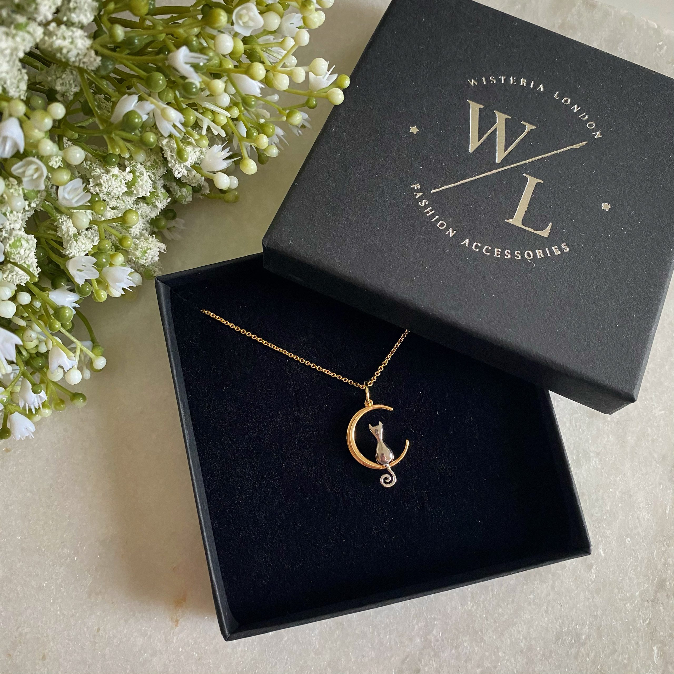 Suki Cat on the Moon Necklace