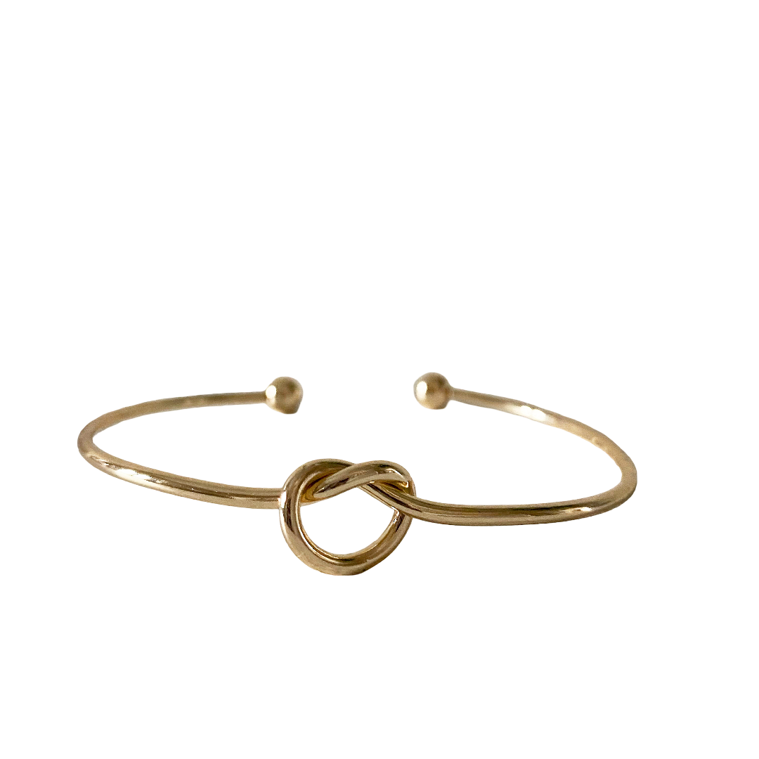 Gold Knot Bangle, elegant and contemporary, perfect for layering or wearing alone. Ideal birthday, anniversary or bridesmaid gift