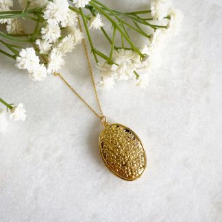 Blossom Flower Gold Oval Locket