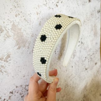 Heidi White Flower Beaded Headband