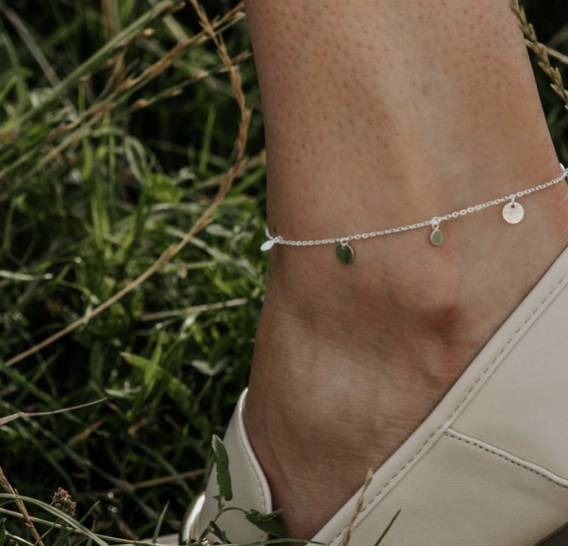 Sterling Silver Mini Disc Anklet