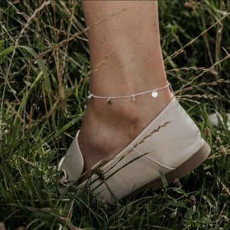 Sterling silver mini disc anklet adjustable chain