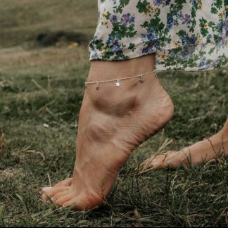 Dainty celestial silver anklet with mini stars