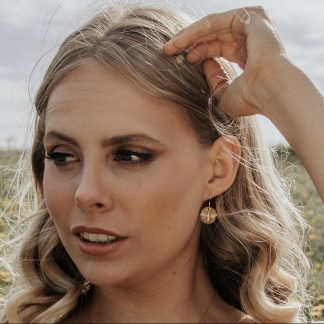 Gold Bee Coin Earrings