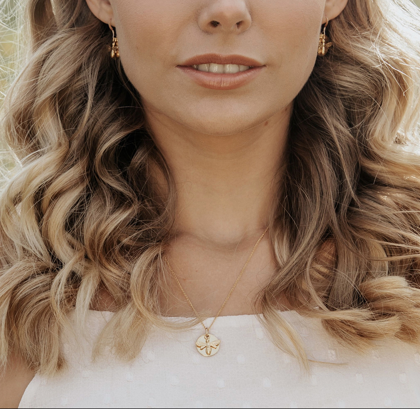 Gold Bee Coin Necklace