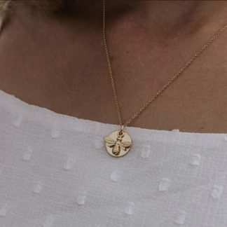Gold Bee Coin Necklace