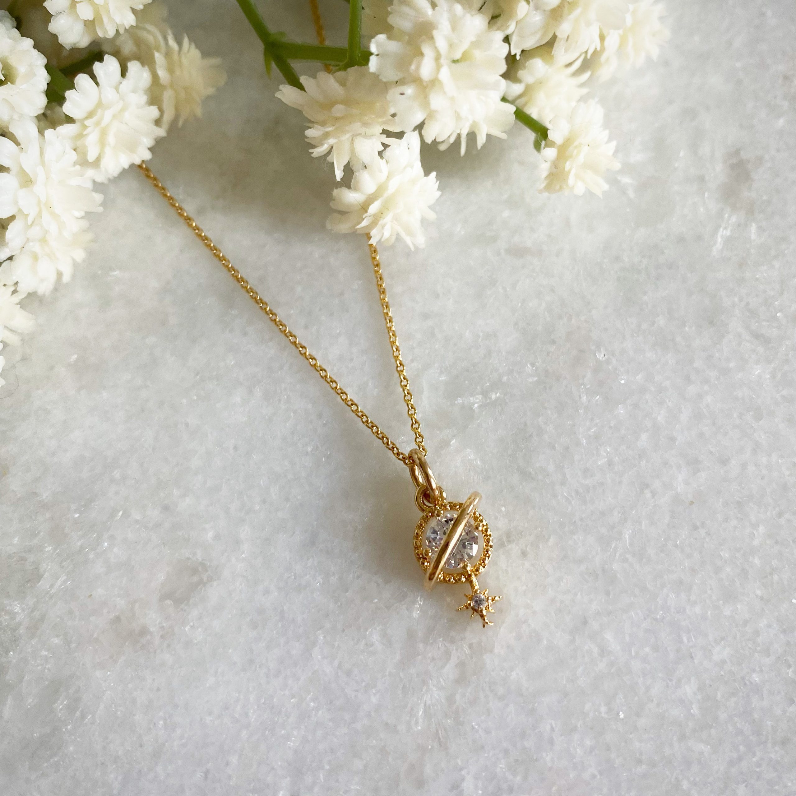 Orion Clear Planet and Star Necklace