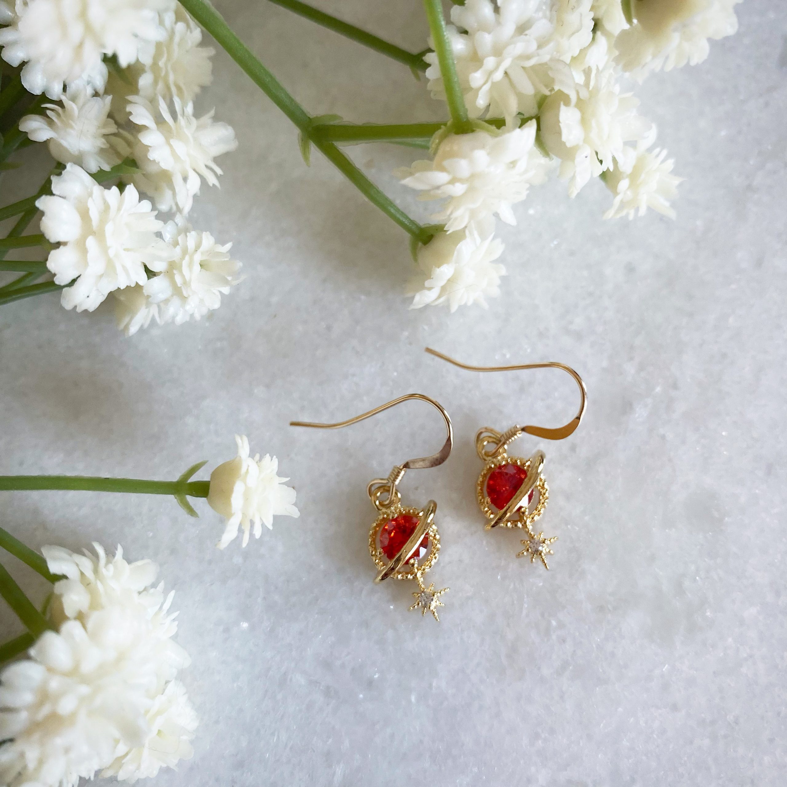 Orion Red Planet and Star Earrings