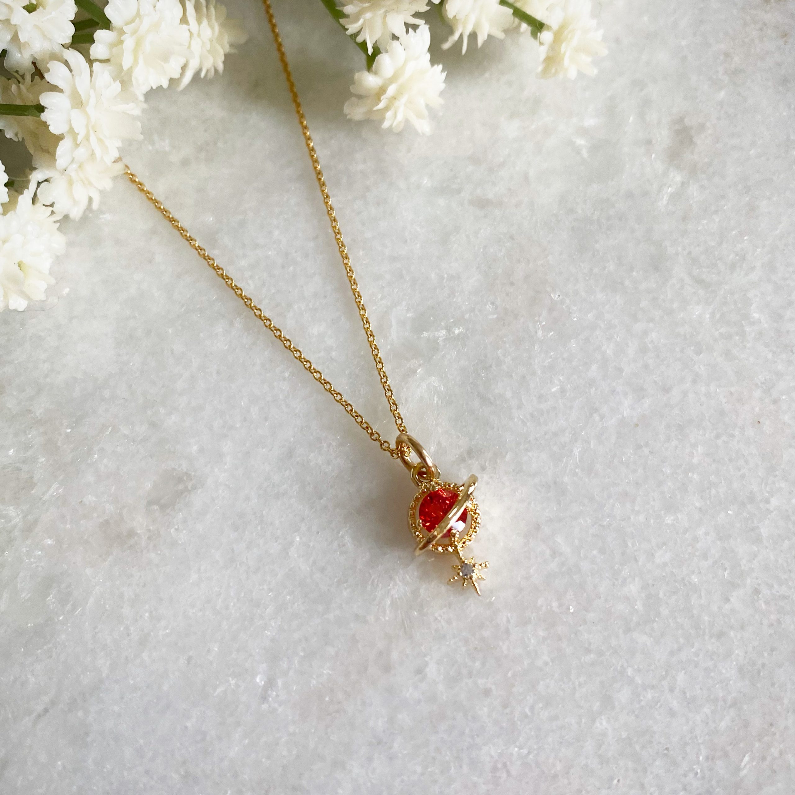 Orion Red Planet and Star Necklace