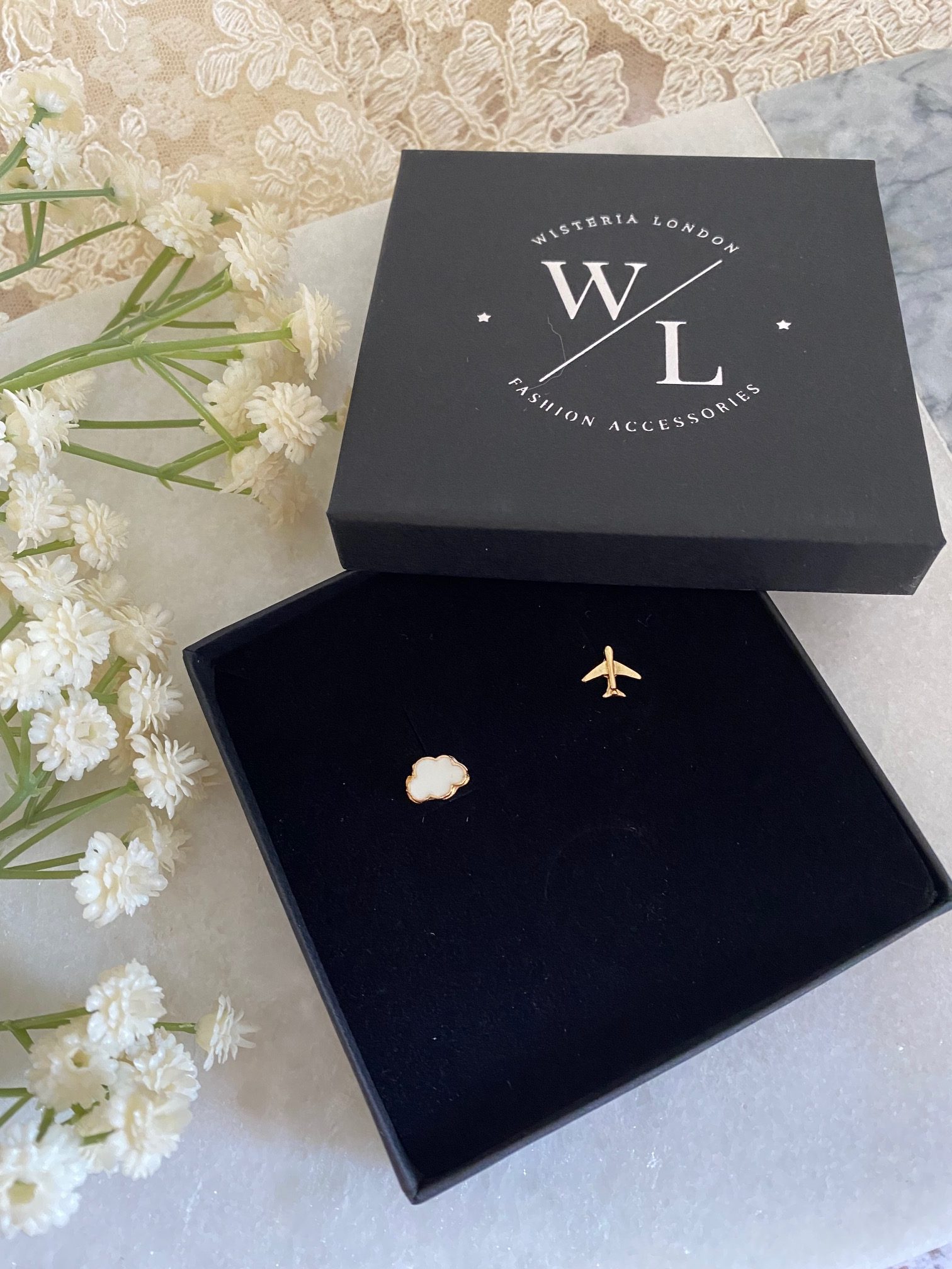 Aeroplane and Cloud Stud Earrings