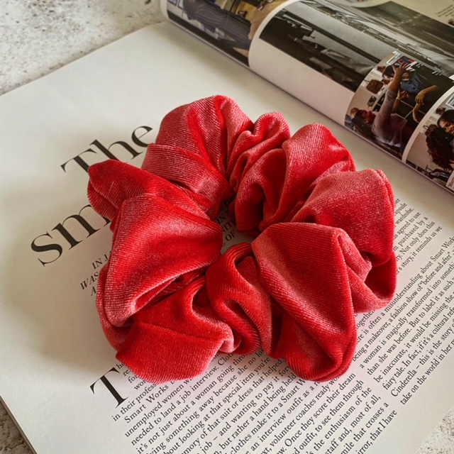 Oversized Orange Velvet Scrunchie