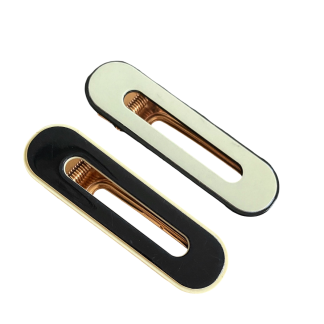 Sylvie Oval Cut Out Hair Clip in mint green and black, holding fine to medium hair