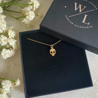 Dainty CZ Skull Necklace