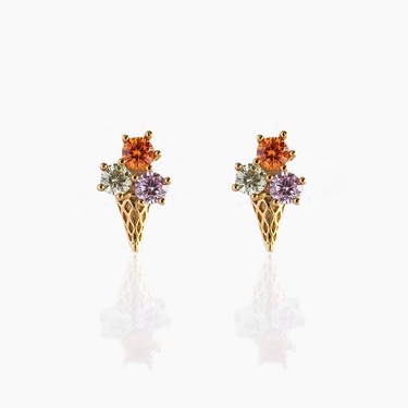 Dainty Ice Cream Cone Stud Earrings