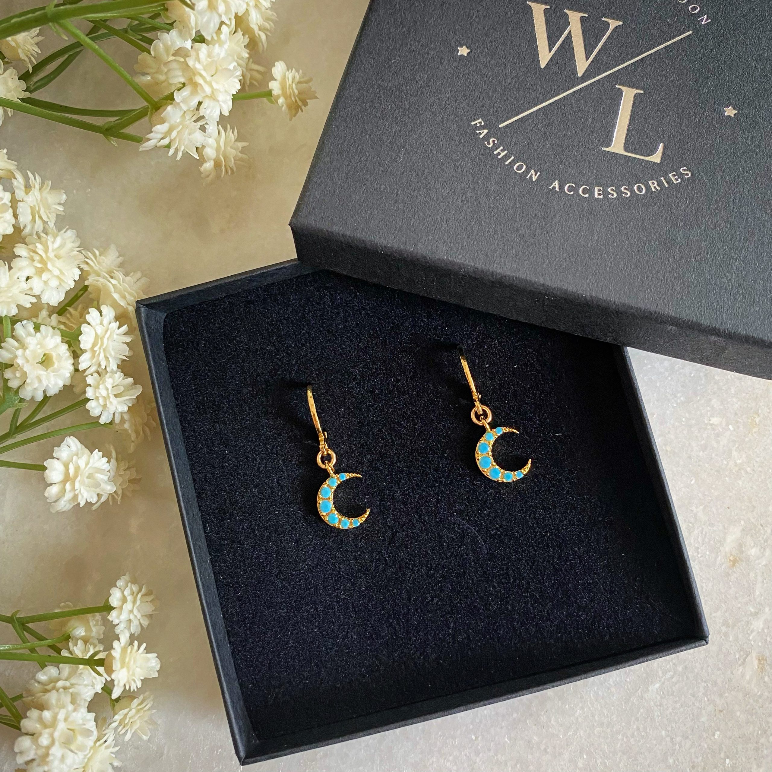 Cadence Turquoise Moon Huggie Hoop Earrings