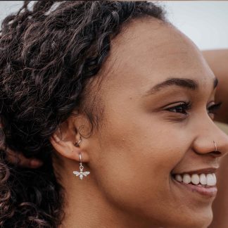 Sterling Silver Bee Huggie Hoop Earrings