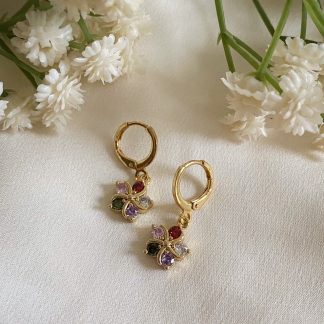 Lila Multicoloured Floral Huggie Hoop Earrings