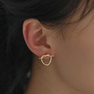Lovers Knot Gold Stud Earrings