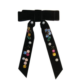 Alexa Black Embellished Bow Hair Clip