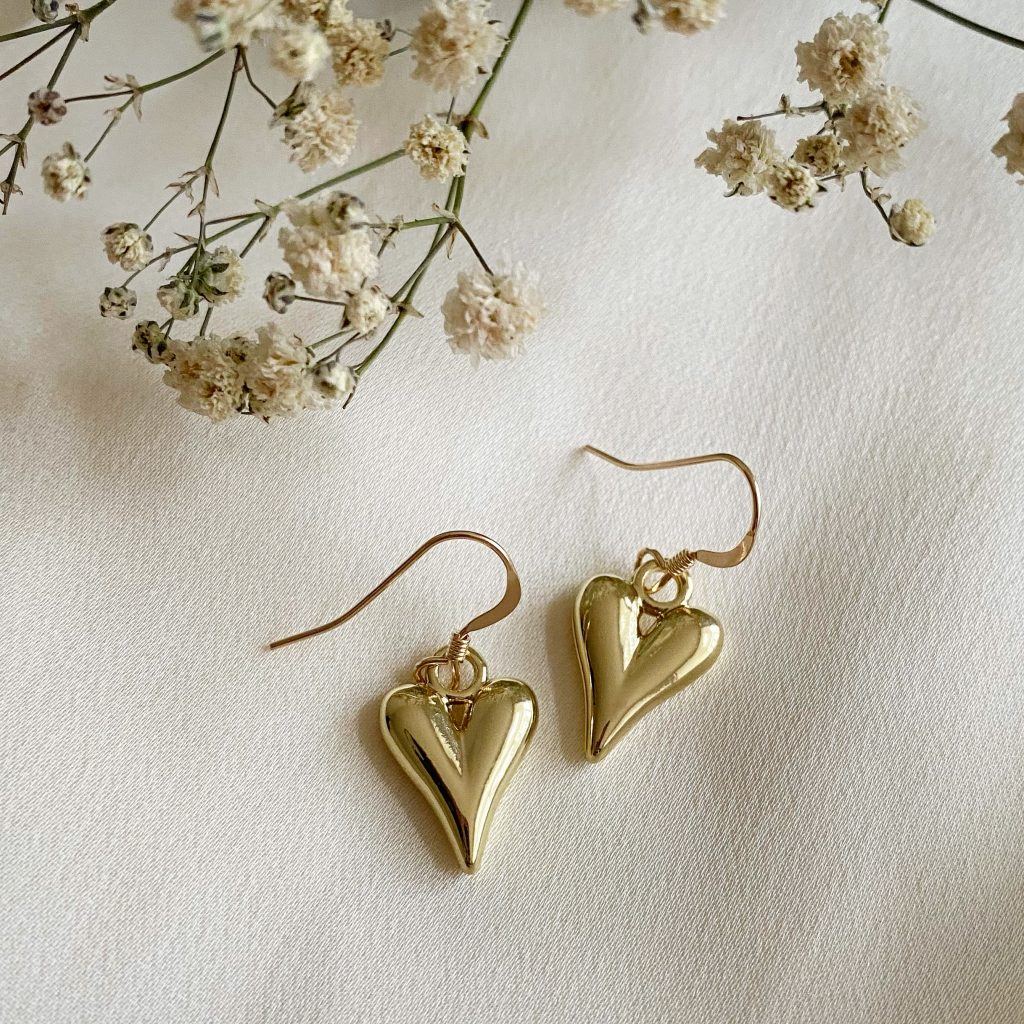 The Puffy Heart Gold Earrings main image 1