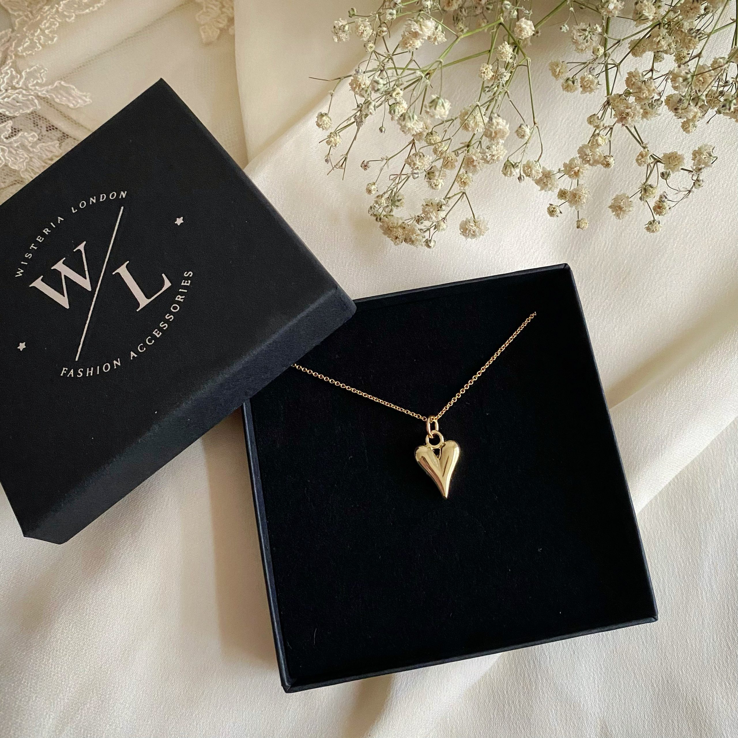 Dainty Gold Puffy Heart Necklace