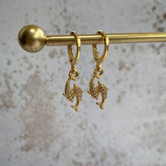 Delphina CZ Dolphin Huggie Hoops