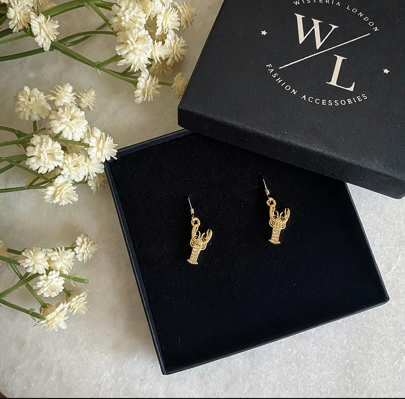 Gold CZ Lobster Earrings