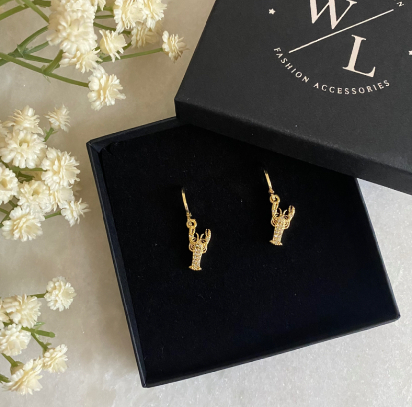 Gold CZ Lobster Huggie Hoop Earrings