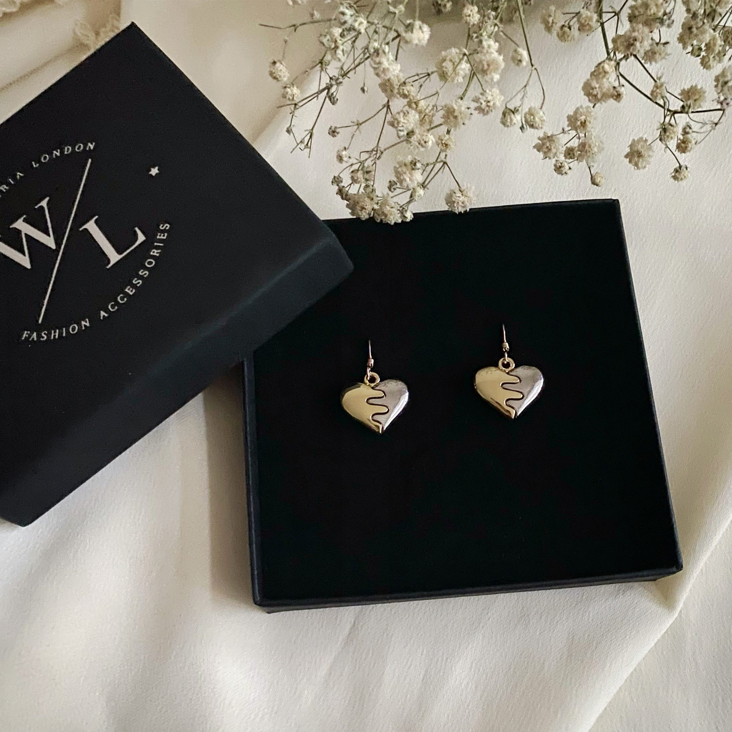 'Togetherness' Mixed Metal Heart Earrings