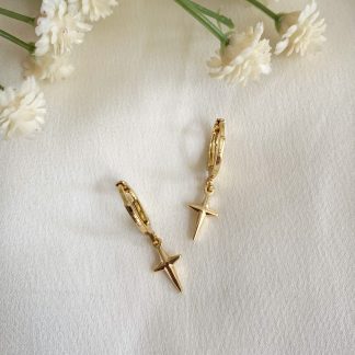 Dainty Cross Huggie Hoop Earrings