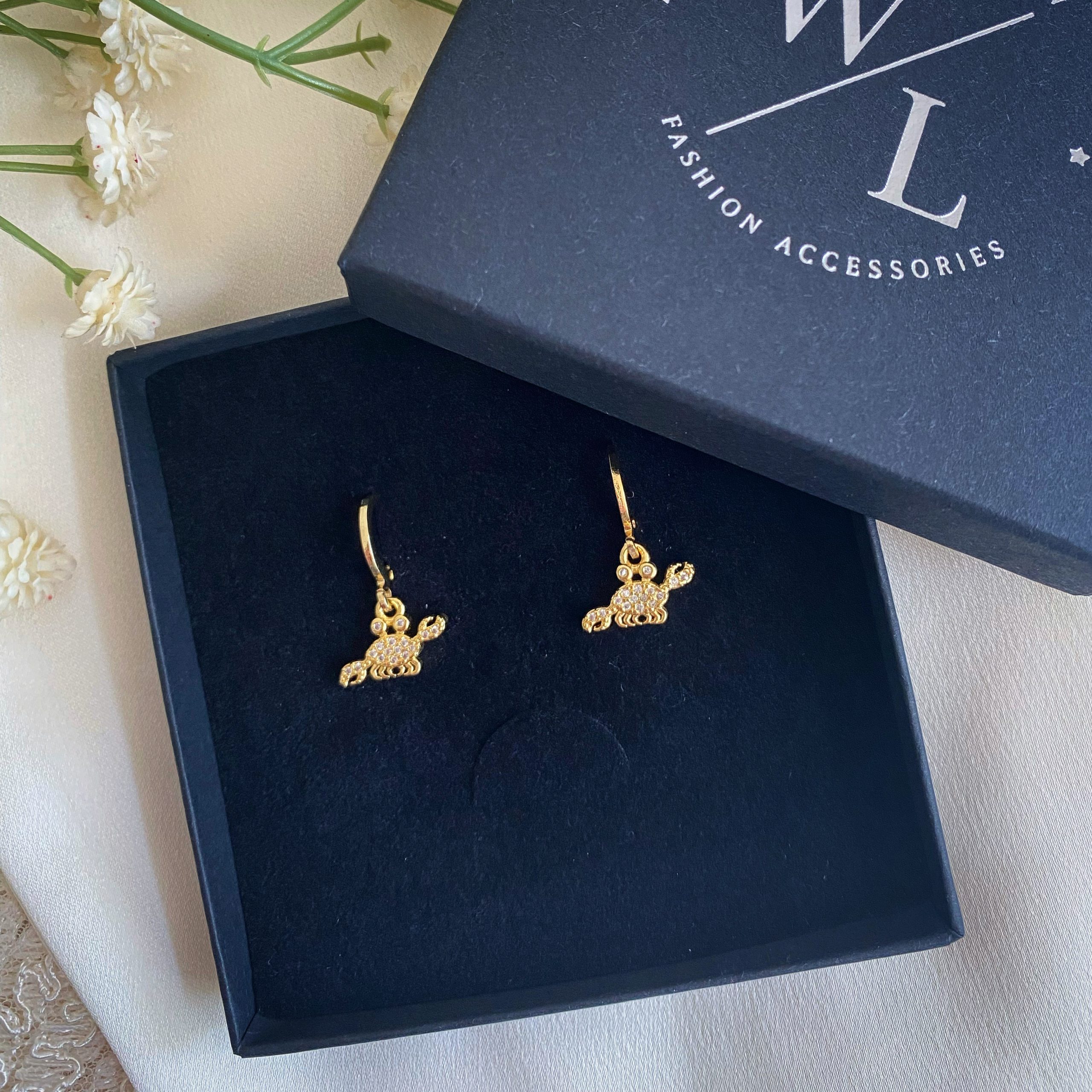 Cari CZ Crab Huggie Hoop Earrings