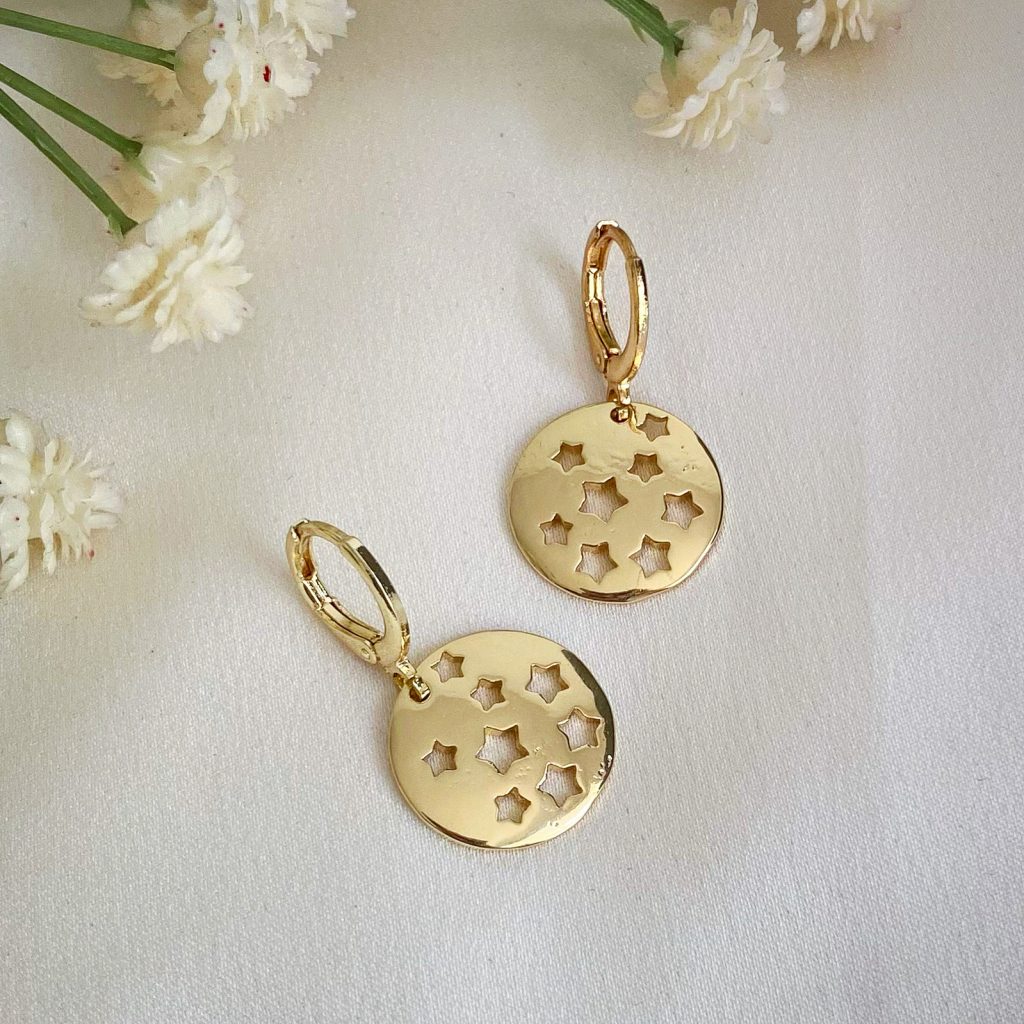 Constellation Yellow Gold Huggie Earrings