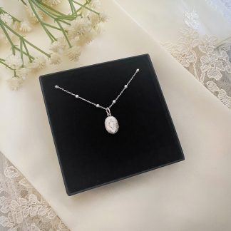 Tabitha Mini Silver Oval Locket on Bobble Chain
