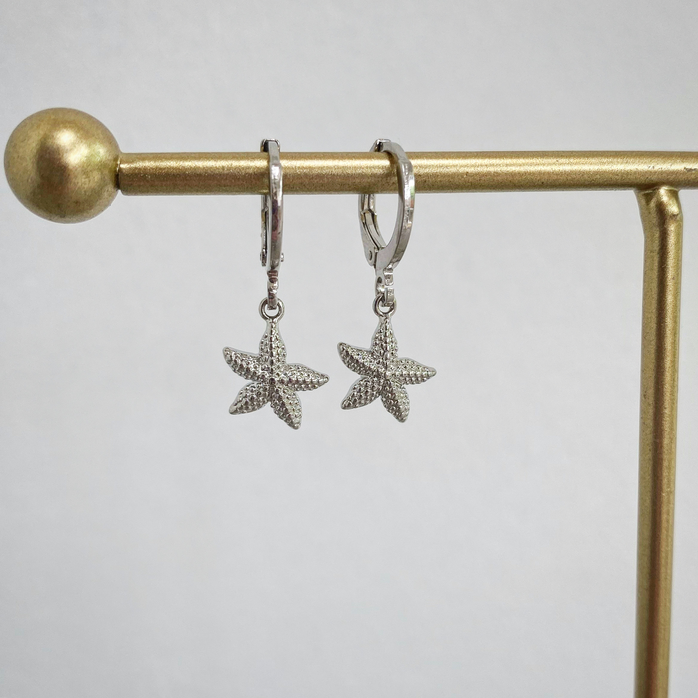 Luminara Silver Starfish Huggie Hoop Earrings