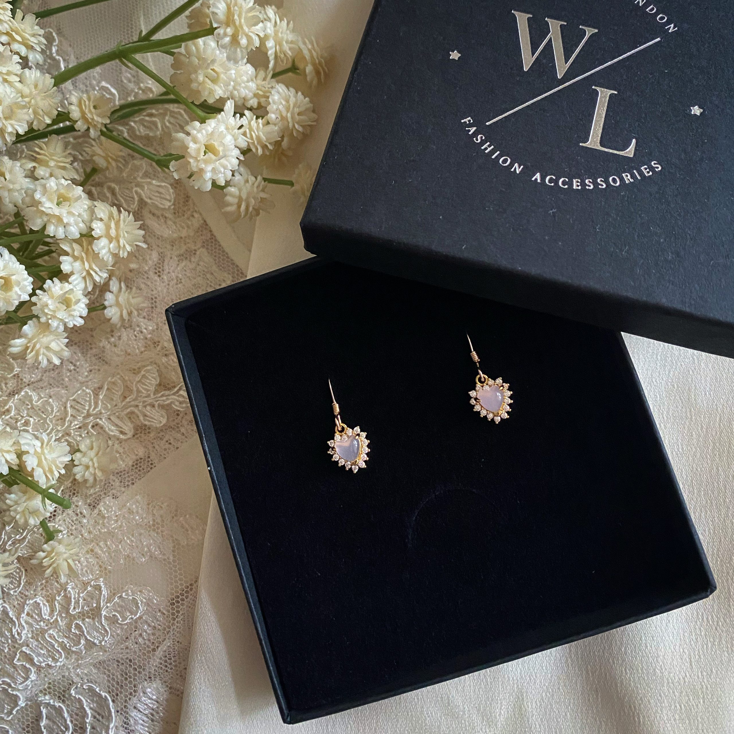 Esme Dainty Pink Heart CZ Earrings