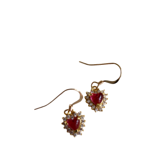 Esme Dainty Red CZ Heart Earrings