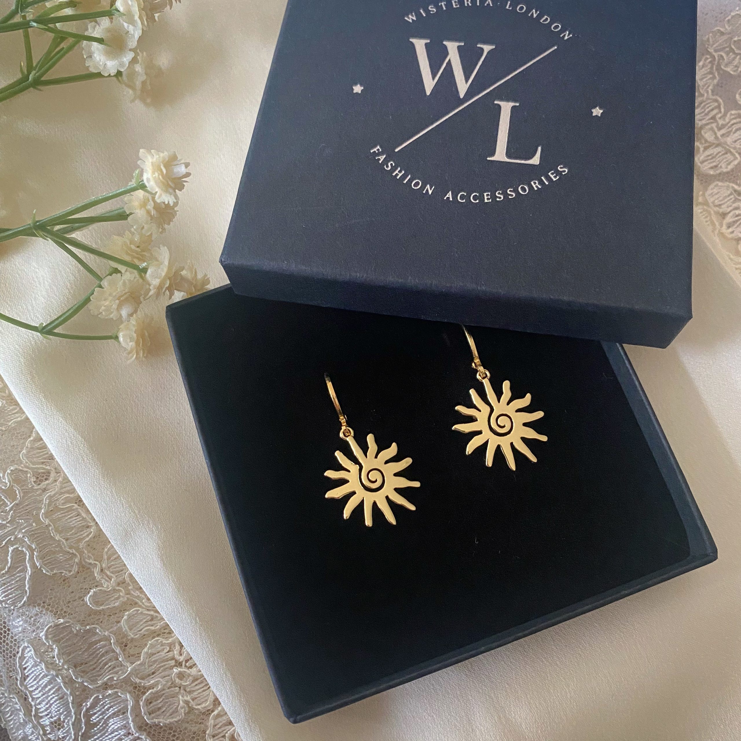 Raye Gold Sun Huggie Hoop Earrings