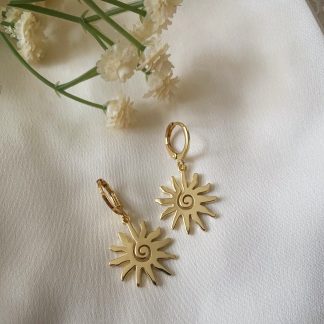 Raye Gold Sun Huggie Hoop Earrings