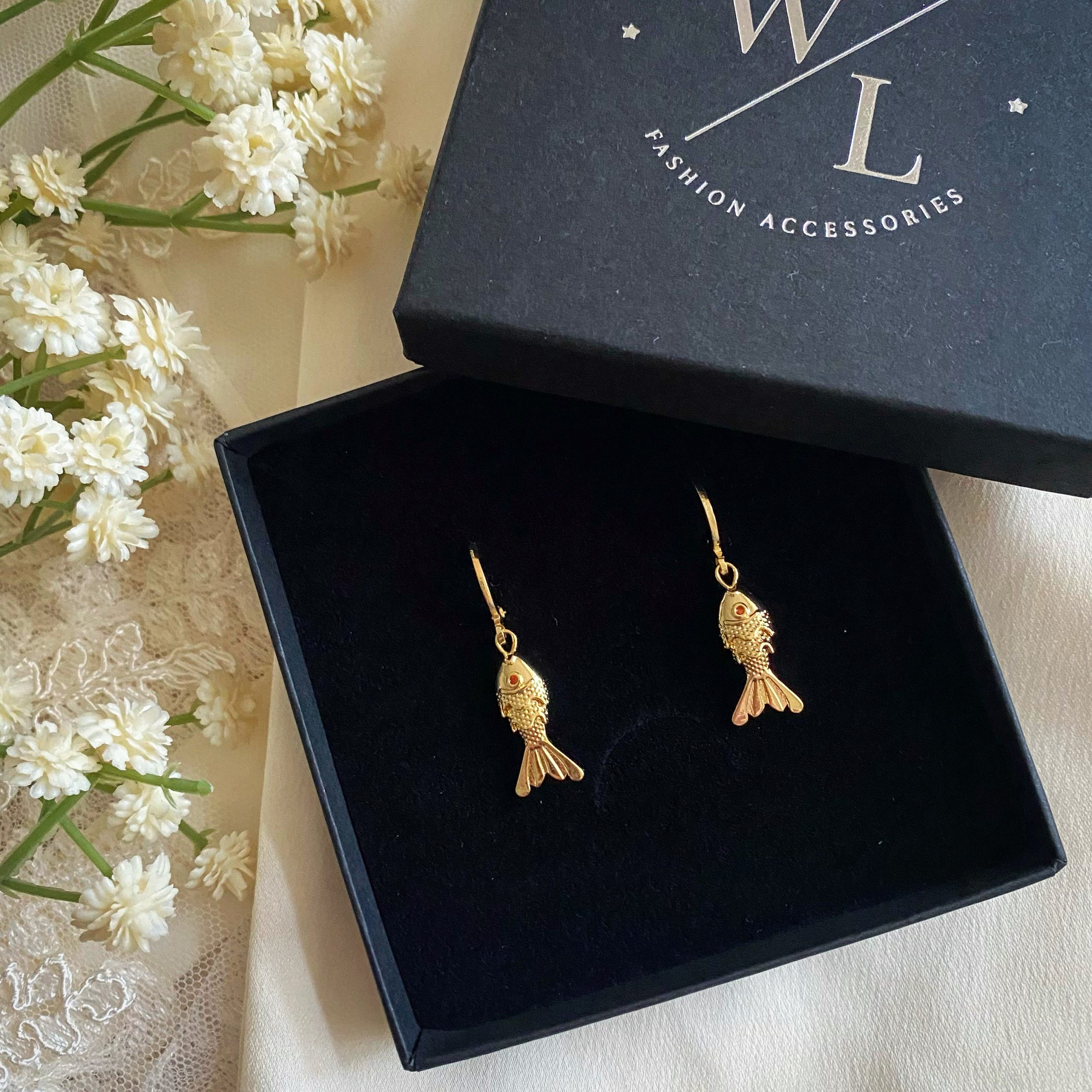 Gold Fish Huggie Hoop Earrings